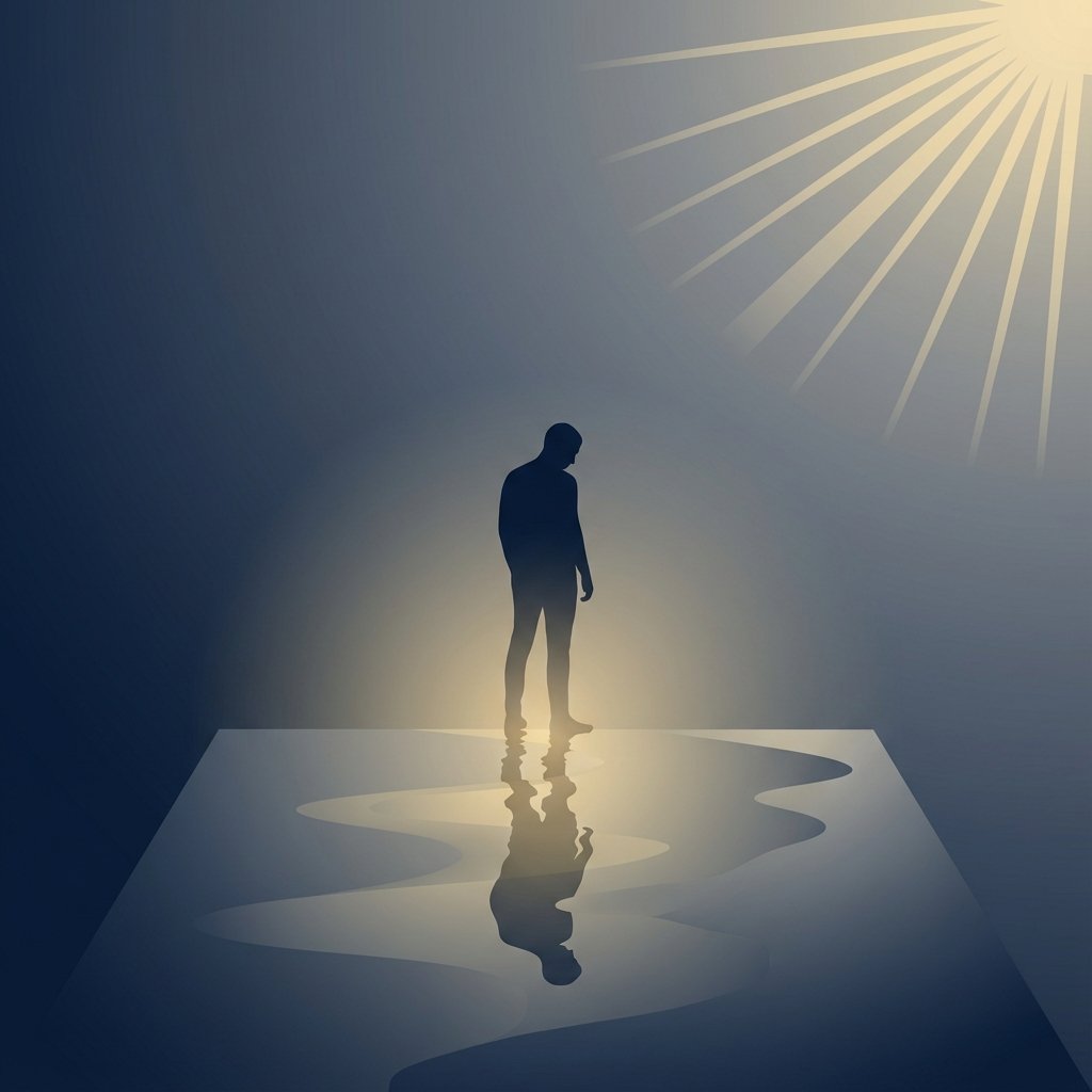 A silhouette of a man standing on a surface with a light shining on it. {{brizy_dc_image_alt imageSrc=